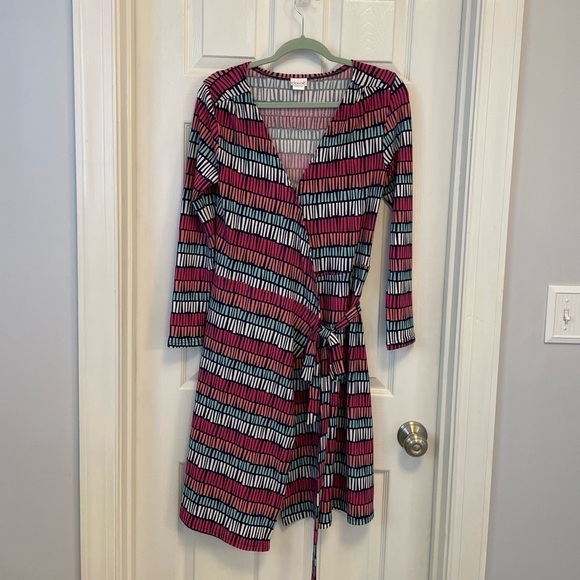 All For Color Dresses & Skirts - NWT All For Color stripe print knit wrap dress
